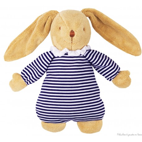 LAPIN MUSICAL NID D'ANGE ETOILES  25 CM MARINIERE
