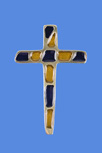 CROIX BRONZE BLEUE JAUNE 8X5 CM