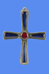 CROIX BRONZE BLEU ROUGE CREATION  BENEDICTINE