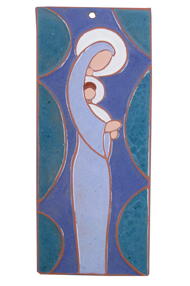 PLAQUETTE EMAIL VIERGE ENFANT FOND BLEU