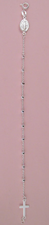 BRACELET ARGENT BOULE MIRA ET CROIX