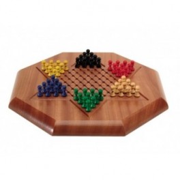 JEU DE DAMES CHINOISES  PLATEAU OCTOGONAL 32CM ET PIONS EN BUIS