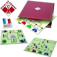 JEUX DU TOCK PLATEAU 410X390X8MM PIONS EN BOIS CARTES ET BOURSE