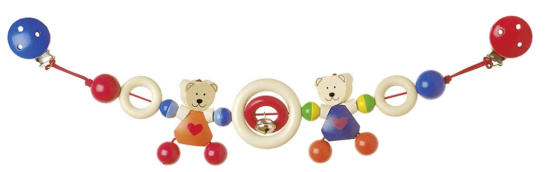 DECORATION POUR POUSSETTE AVEC CLIPS - 2 OURSONS PETIT COEUR