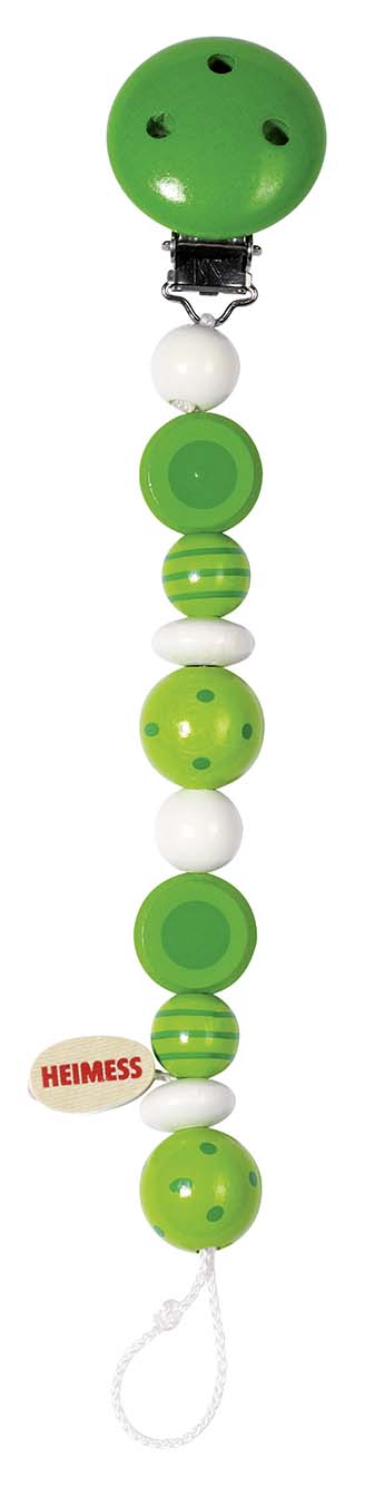 ACCROCHE-TETINE PERLES RAYEES ET A POIS, VERT