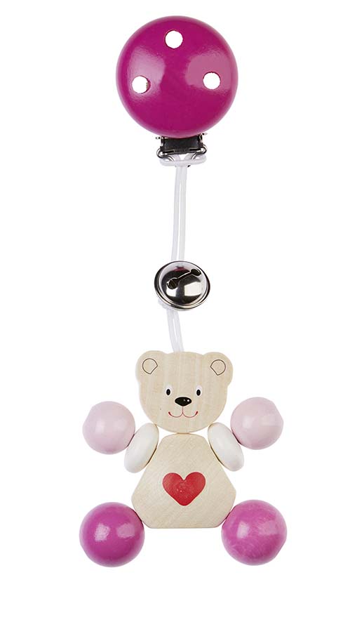 CLIP OURSON PETIT COEUR ROSE