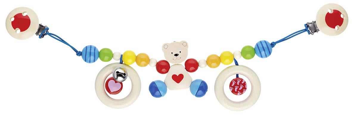 DECORATION POUR POUSSETTE AVEC CLIPS - OURSONS PETIT COEUR