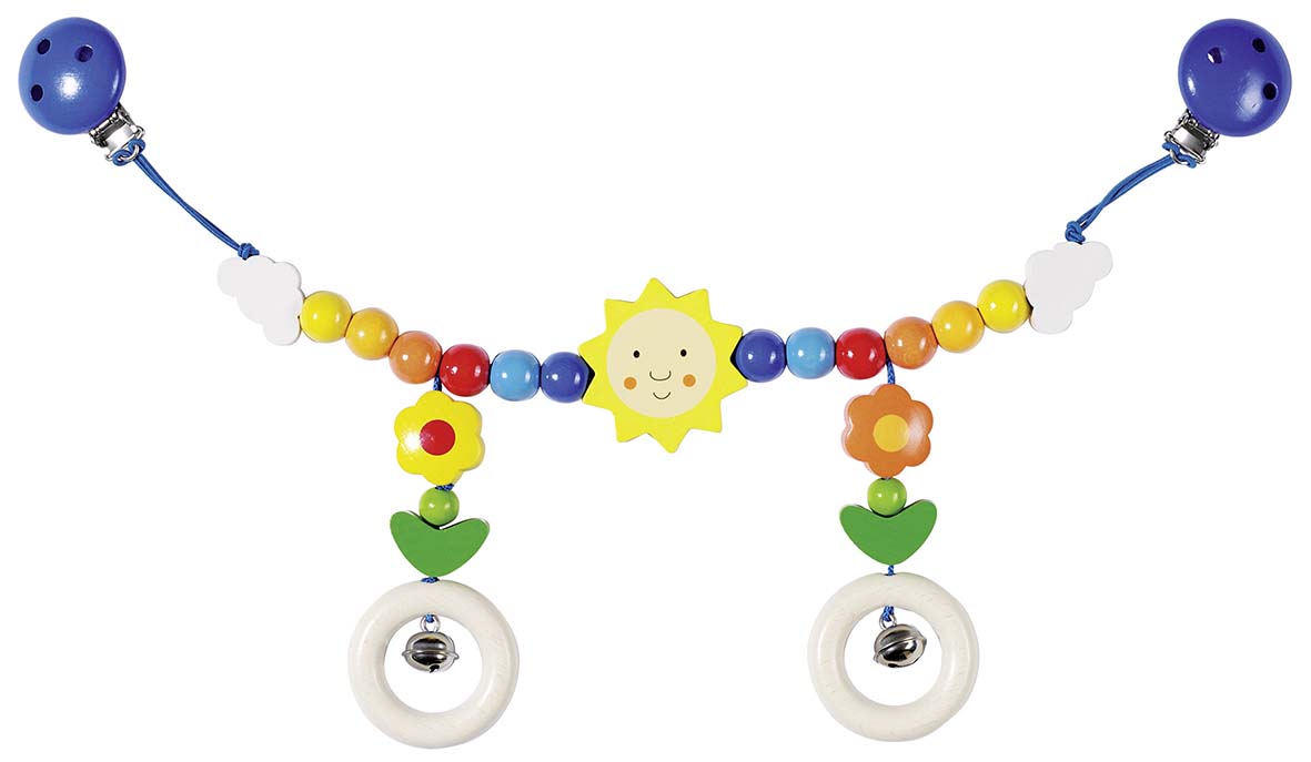 DECORATION POUR POUSSETTE AVEC CLIPS SOLEIL ET FLEUR