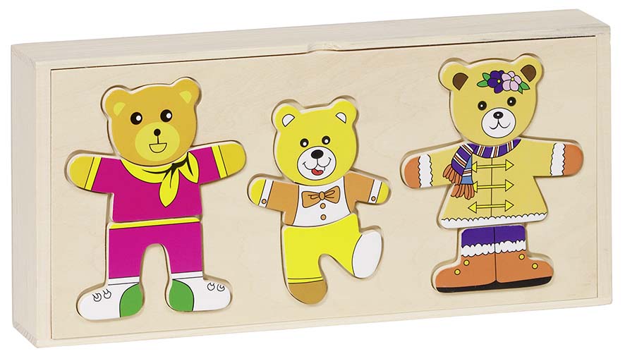 FAMILLE OURS A HABILLER, BOITE-PUZZLE, 30,5 X 14 X 4,4 CM