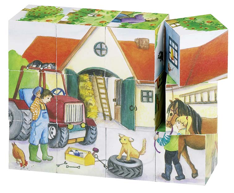 PUZZLE DE CUBES, LA VIE A LA FERME
