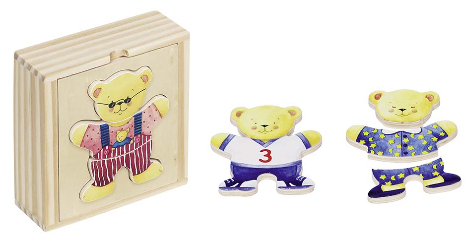 OURS EN BOIS A HABILLER, PUZZLE EN COFFRET BOIS