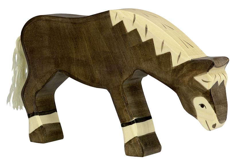 CHEVAL, BROUTANT, MARRON FONCE