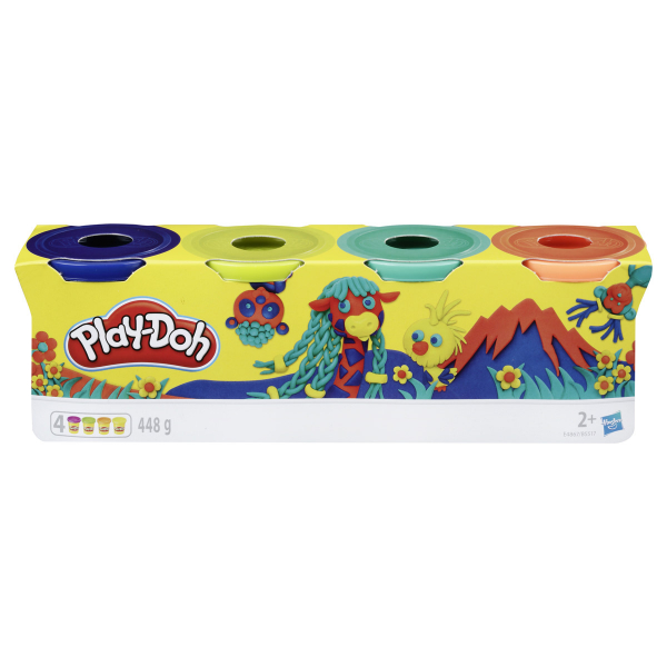 PLAY DOH 4 POTS DE COULEURS ASST (ROUGE/BLEU/VERT/VIOLET) - JOUET