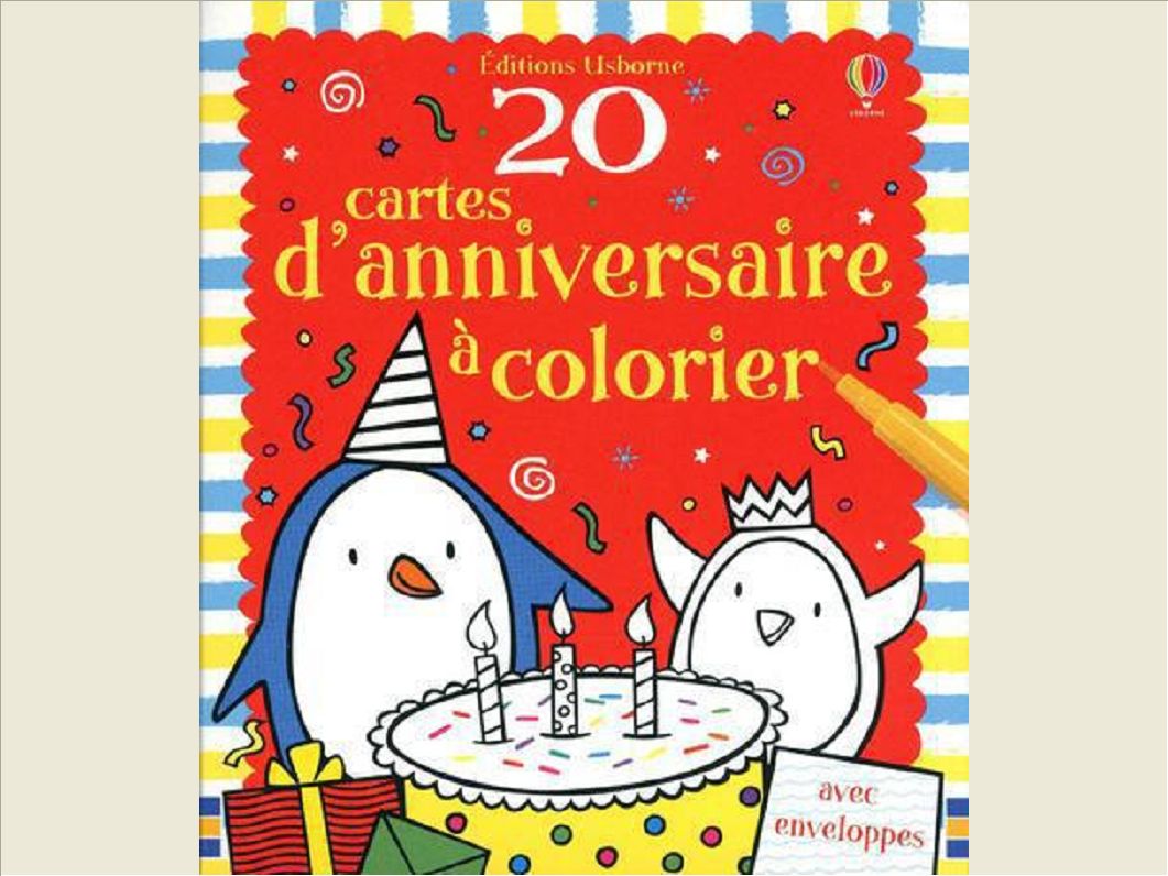 20 CARTES D'ANNIVERSAIRE A COLORIER