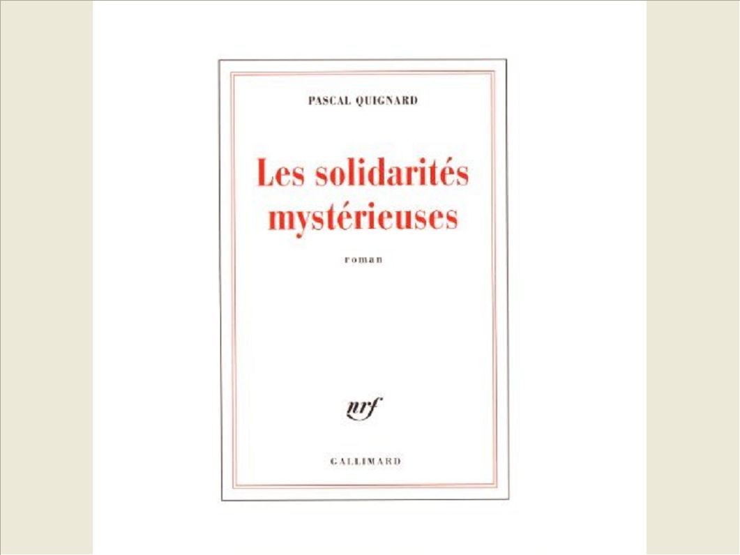 LES SOLIDARITES MYSTERIEUSES