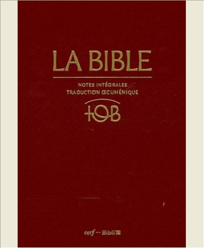 LA BIBLE - TRADUCTION OECUMENIQUE. NOTES INTEGRALES, RELIURE CUIR BORDEAUX SOUS ETUI, TRANCHE OR