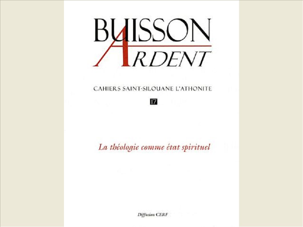 BUISSON ARDENT - NUMERO 17 LA THEOLOGIE COMME ETAT SPIRITUEL