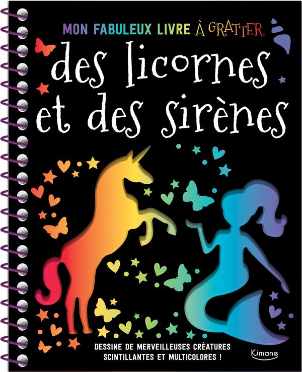 MON FABULEUX LIVRE A GRATTER DES LICORNES ET DES SIRENES - AVEC DES POCHOIRS ET UN CRAYON EN BOIS PO