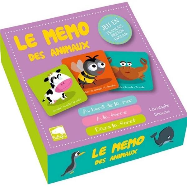 LE MEMO DES ANIMAUX - JEU DE MEMORY TRILINGUE (FRANCAIS-BRETON-ANGLAIS)