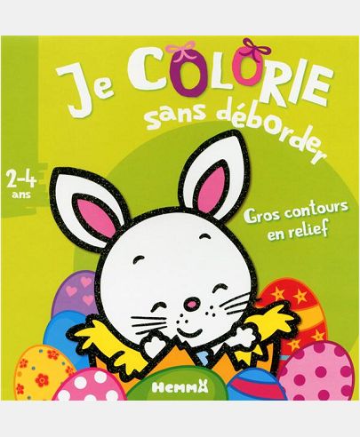 JE COLORIE SANS DEBORDER (2-4 ANS) (LAPIN FOND VERT)