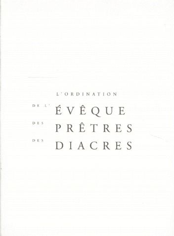 RITUEL DES ORDINATIONS - LIVRE DE TRAVAIL