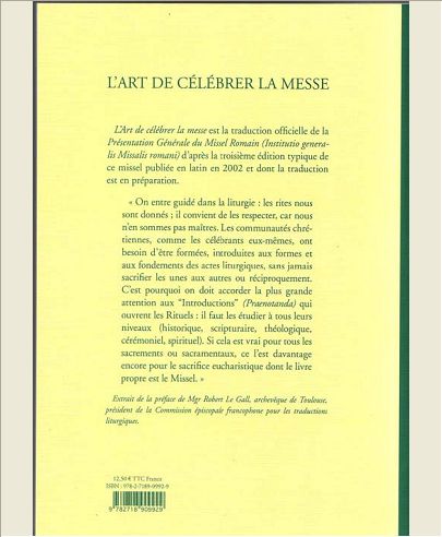 L' ART DE CELEBRER LA MESSE, PRESENTATION GENERALE DU MISSEL ROMAIN