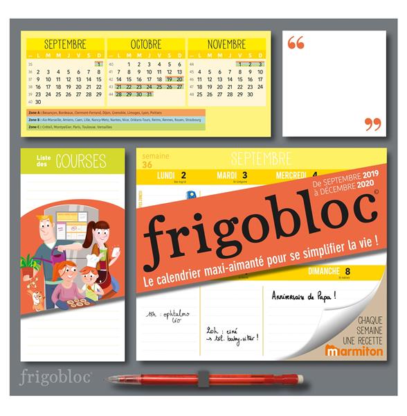 FRIGOBLOC 2020 HEBDOMADAIRE - CALENDRIER D'ORGANISATION FAMILIALE / SEMAINE  (SEPT. 2019 -DEC. 2020)