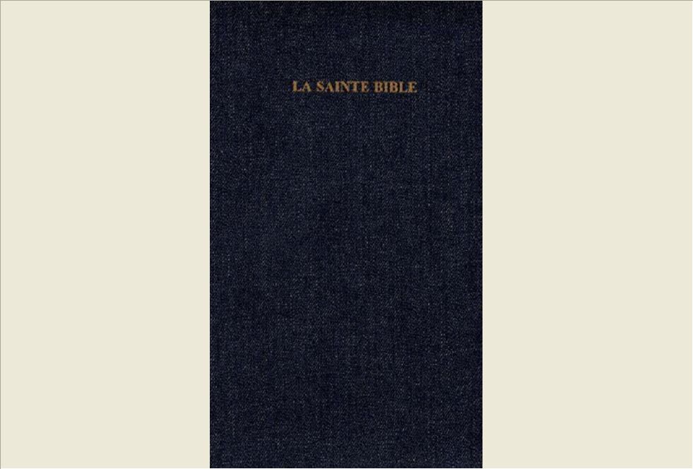 BIBLE SEGOND 1910 EN JEAN  AVEC ONGLETS TRANCHE OR GLISSI VOIR NE