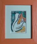 AQUARELLE ORIGINALE B. BRICHEUX VIERGE A L'ENFANT CADRE ORANGE