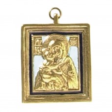 BRONZE EMAILLE NOTRE DAME DE VLADIMIR 5X6 CM