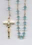 CHAPELET BLEU TURQUOISE CROIX DOREE
