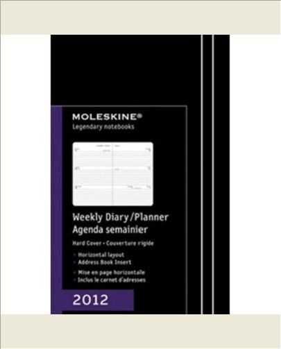 AGENDA SEMAINIER HORIZ 2012 GD FORMAT COUV RIGIDE NOIR
