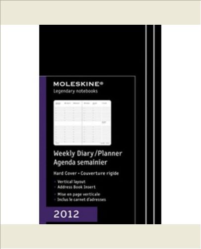 AGENDA SEMAINIER VERTICAL 2012 POCHE COUV RIGIDE NOIR